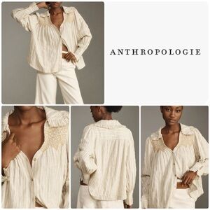 Anthropologie Cream Button Down Shirt